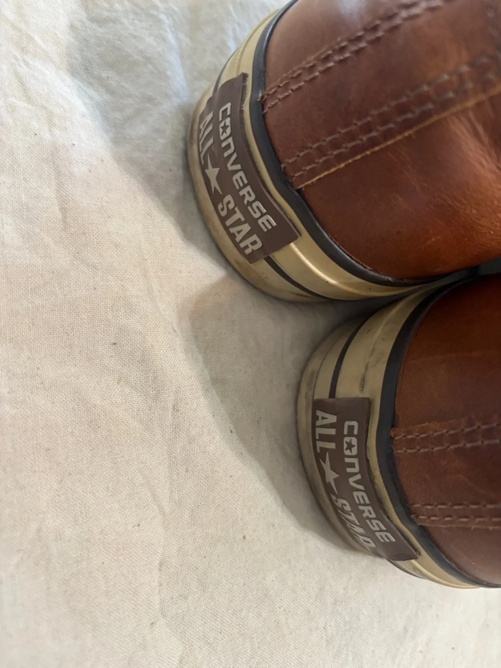 Converse Low Top Leather Sneakers in Brown with Cream Accents - Picture 3 of 6